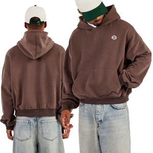 Sudadera con Capucha Oversize de Felpa Francesa Marrón Personalizada al por Mayor, Bordado, para Hombre, Proveedor de Fábrica OEM - Product Image 5