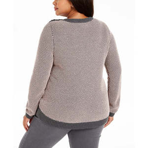 Maglione Charter Club da donna taglia 1X con bottoni e dettagli a contrasto, nero - Product Image 2