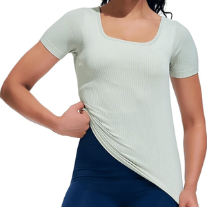 Camisetas Deportivas Formales de Verano para Hombre y Mujer, Cuello Cuadrado, Transpirables, de Secado Rápido, Diseño para Yoga - Product Image 6