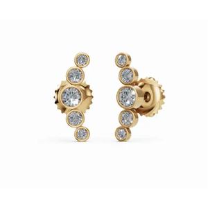 ต่างหูทรงกลมแบบติดหู ดีไซน์โดโรเธีย กาแล็กซี่ กลิตเตอร์ ทอง 14KT แท้ ผลิตจากเพชรเลี้ยงในห้องปฏิบัติการ จำหน่ายส่งจำนวนมาก - Product Image 1