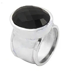 925 Sterling <b>Silver</b> Statement <b>Ring</b> <b>with</b> <b>Black</b> Onyx for Women Elegant Jewelry - Product Image 1