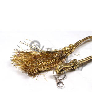 Venta al por mayor de flecos de borlas de seda hechos a mano cincture color dorado para suministro de fábrica de lujo decorativo - Product Image 3