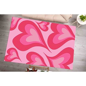 Alfombra Rosa con Corazones para Habitación de Niña: Alfombra Infantil Antideslizante, Alfombra Delgada No Tejida - Product Image 2