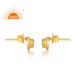 Latest Selling 925 Sterling Silver 18K Gold Plated Natural Rainbow <b>Moon</b> Gemstone <b>Earring</b> Demi Fine Jewelry Manufactured - Product Image 4