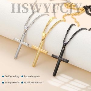 Collana uomo in acciaio inox con ciondolo smussato argento/oro/catena di tendenza nera per uomo e donna - Product Image 5