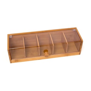 Caja de té de bambú con vidrio transparente Caja de pañuelos de bambú hecha a mano Decoración de mesa y hogar natural ecológica Venta al por mayor de Vietnam - Product Image 2