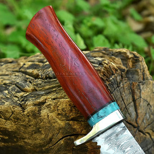 Couteaux de chasse de qualité supérieure, fabriqués avec les meilleurs matériaux, les plus vendus, faible MOQ, pour usage extérieur, lame en acier inoxydable et damas, manche en bois, OEM - Product Image 5
