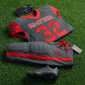 Custom Charcoal Red American Football Jersey <b>Padded</b> <b>Pants</b> Team Uniform Number 32 OEM ODM Wholesale Sportswear - Product Image 5
