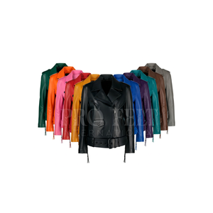 Chaqueta de Motociclista de Cuero Genuino para Mujer, Estilo Urbano, Ajustada, con Cierre, Ropa Exterior de Moda para Primavera y Otoño - Product Image 1