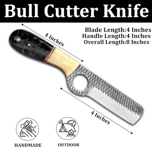 Outil de dépeçage en corne noire de 8 pouces 1095 couteau de coupe de taureau en acier à haute teneur en carbone ceinture de gaine en cuir inoxydable OEM - Product Image 4