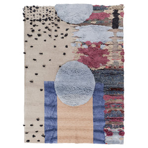 Tapis Aprezo AKWB-1346 en laine et soie de bambou noué à la main, grand format, motif abstrait rectangulaire, pour la maison, le salon, le couloir - Product Image 1