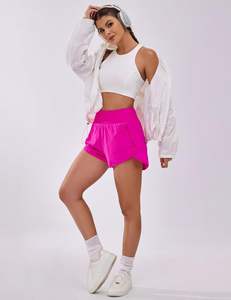 Pantalones cortos para mujer, pantalones cortos atléticos de cintura alta, pantalones cortos elásticos impermeables para gimnasio y entrenamiento con bolsillo para correr y Deportes - Product Image 4