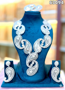 Majestic Interlocking Paisley Filigree Bold Statement Jewelry Set Intricate Openwork <b>Matching</b> Dangle Earrings Ring Wedding Party - Product Image 2