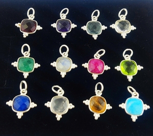 <b>Peridot</b> Quartz Cushion Shape Pendant Birthstone Sterling Silver Fancy Bezel Charms for <b>Earring</b> and Necklace Indian Factory - Product Image 5