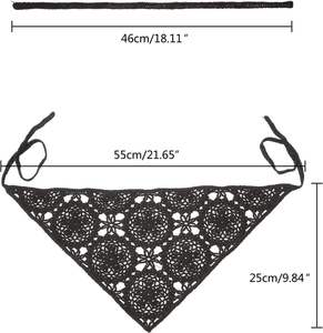 Pañuelo para el Cabello de Mujer, 100% Algodón, Hecho a Mano, con Diseño de Crochet, Patrón Sólido, Triangular, Diadema y Lazo, Estilo Bikini Sexy, con Flores - Product Image 3