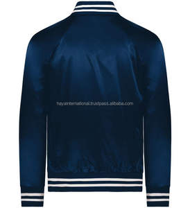 Chaqueta cortavientos de satén unisex para jóvenes y adultos, cuello levantado, lona, logotipo personalizado, bordado, estilo universitario, diseño para chaquetas de hombre - Product Image 2