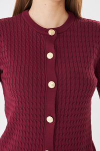 Cárdigan Elegante de Manga Corta para Mujer, Cómodo, Transpirable, de Punto Acanalado, Corte Ajustado, con Botones, Top de Punto para Verano, Estilo Moderno para Damas - Product Image 5