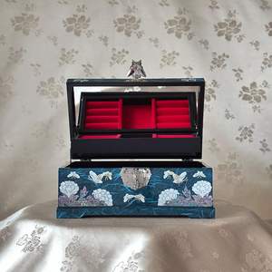 Handcrafted Engraved Wooden Mother Pearl Inlay Modern Luxury Jewelry <b>Box</b> Storage Case for Rings Earrings Necklaces <b>Floral</b> Design - Product Image 2