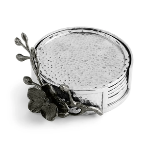 Custom <b>White</b> Orchid Drink <b>Coaster</b> Set Elegant Floral Absorbent Stone <b>Coasters</b> with Holder for Home Wedding or Gift Use - Product Image 5