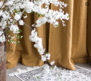 Panneau de rideau en lin moderne onglet poche de tringle supérieure rideaux de fenêtre semi-transparents taille personnalisée lin naturel pour le salon inclus - Product Image 3