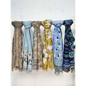 Hand Embroidered Suzani Knitted <b>Shawl</b> Pure Wool Warm Cozy <b>Wrap</b> Light Weight Soft Scarf Perfect Christmas Gift - Product Image 3