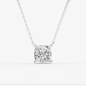 Pendentif solitaire classique en forme de coussin, 0,92 carat, EF-VVS2, excellente taille, en or massif 14 carats, pour un usage quotidien, cadeau d'anniversaire - Product Image 1