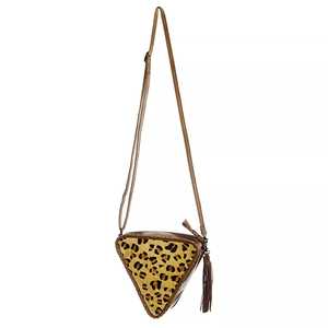 Cowhide Fur leather Western Triangle Sling <b>Bag</b> manufacturer high quality Genuine Leather <b>Messenger</b> <b>Bag</b> - Product Image 3