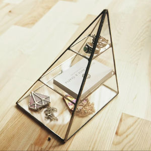 Triangle Shape Glass <b>Ring</b> <b>Box</b> <b>Jewellery</b> Organizer Made With Glass And Metal Antique Polish Frame For Birthday Wedding Engagement - Product Image 1
