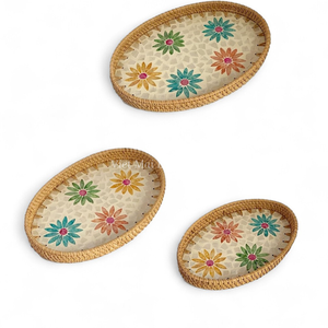 Plateau moderne fait à la main en nacre avec du rotin pour le service au restaurant et l'utilisation sur la table à la maison - Product Image 2