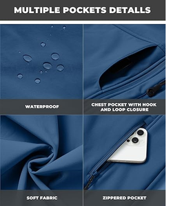 Veste Softshell légère pour homme, doublée de polaire chaude, coupe-vent, imperméable, Softshell - Product Image 6