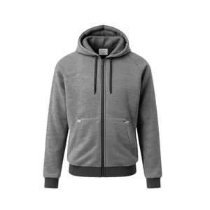 Survêtement pour homme en polyester 100% léger, respirant, avec capuche et fermeture éclair texturée grise, et pantalon de jogging - Product Image 2
