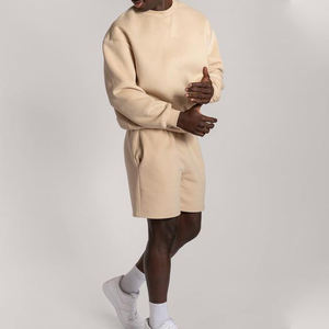 Vente en gros de sweats à capuche et de shorts de survêtement pour hommes, ensemble streetwear brodé avec logo personnalisé, coton éponge uni 100% expédition DDP - Product Image 5