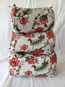 Indian Lotus Hand Block Printed Eco-Friendly Cotton Quilted Zipper Pouches for Women Traveling <b>Makeup</b> Pouches Small Medium <b>Large</b> - Product Image 2