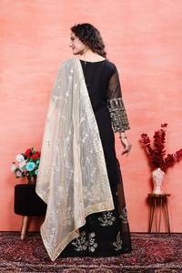 Dernier Top Noir-Palazzo Collection Faux Georgette Tissus Avec Broderie Paillettes Travail Pour Les Femmes Wedding Wear - Product Image 4