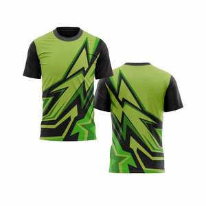Camiseta de Fútbol Geométrica Negra y Verde Neón Personalizada - Camiseta de Entrenamiento de Secado Rápido con Gráfico Abstracto de Rayos - Product Image 5