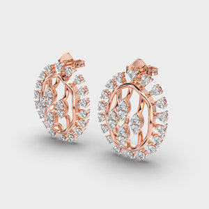 9K Yellow / White / Rose Gold Oval Diamond Stud <b>Earrings</b> | Classic <b>Halo</b> Design | Fine Jewelry Manufacturer Wholesale - Product Image 2