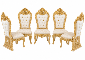 Mesa de Comedor Ovalada de 8 Plazas Tallada a Mano de Primera Calidad con Sillas Tapizadas en Terciopelo, Conjunto de Mesa de Desayuno Estilo Rococó - Product Image 2