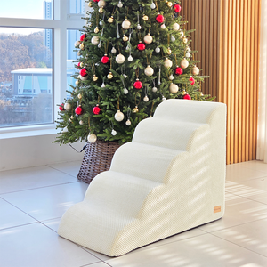 [AllmioPet] Escalier pour animaux de compagnie d'intérieur, 5 marches, ivoire, AMP 5 IV, tissu doux en nuage, escalier pour chien et chat pour un accès confortable aux meubles - Product Image 3
