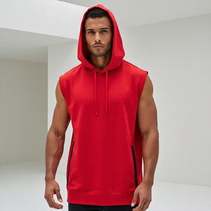 Oversize Pullover Sleeveless Tank Hood Men's <b>Jogging</b> Running Hoodie Mens Workout Fitness Wear Sleeveless Hood Tank Top - Product Image 1