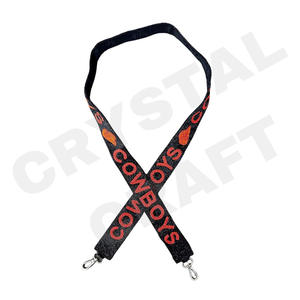 NSC Sangles de sac en perles de rocaille en or blanc personnalisées 'Hook Em Horns' Accessoire à la mode Sangle de sac à main perlée - Product Image 2