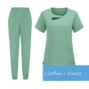 Uniformes de Hospital de Punto Personalizados, Uniforme de Enfermera con Parte Superior de Manga Corta, Pantalones Deportivos Ajustados, de Alta Calidad, Secado Rápido, Transpirable, Ropa de Calle - Product Image 2