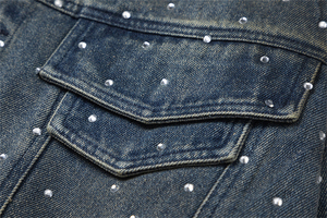 OEM Custom Oversize Women Denim <b>Jacket</b> Customized Heavyweight <b>Rhinestone</b> Vintage Unisex Denim <b>Jacket's</b> - Product Image 3