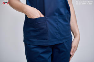 Ensemble de blouses médicales unisexes FMF WFX-CVC en tissu 52% coton, 45% polyester, 3% élasthanne, avec détection d'aiguilles, fabrication vietnamienne - Product Image 6