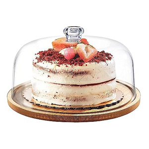 Soporte de pastel de madera de mango Vintage de la mejor calidad superior con cúpula de cristal para servir aperitivos de pastel de cumpleaños para bodas - Product Image 5