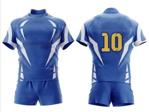 Vente en gros d'uniformes de rugby bleu polyester entièrement sublimation chemise de rugby design maillots de football tactile respirant - Product Image 1