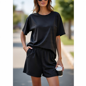 Conjuntos holgados de camiseta y pantalones cortos para mujer, conjuntos de pantalones cortos para correr Fitness Stone Wash, sudaderas, conjuntos de pantalones cortos Vintage para mujer - Product Image 6