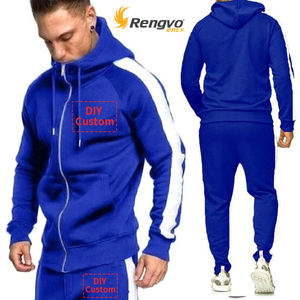 ชุดวอร์มผู้ชายดีไซน์ฤดูใบไม้ร่วงฤดูหนาว  ปรับแต่งได้ ไซส์พลัส ระบายเหงื่อ ยืดได้สี่ทิศทาง สไตล์ลำลอง สำหรับเล่นกีฬาและออกกำลังกาย - Product Image 3