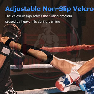 Protège-tibias de boxe noirs de qualité supérieure, logo personnalisé, durables, légers, réglables, protège-tibias et protège-pieds, équipement de boxe protecteur - Product Image 3