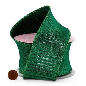 Crimped Floral Glitter Polyester <b>Ribbon</b> Roll Metallic <b>Wired</b> <b>Ribbon</b> for Wedding Halloween & Christmas Gifts in Spool Roll Format - Product Image 2