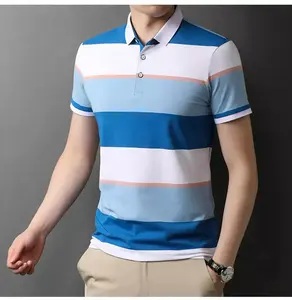 Polos décontractés pour hommes Respirant Séchage rapide 45% coton 55% polyester Tissu en tissu éponge imprimé Nouveau design Logo et couleur personnalisés - Product Image 2